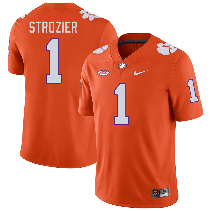 Men #1 Branden Strozier Clemson Tigers College Football Jerseys Stitched-Orange